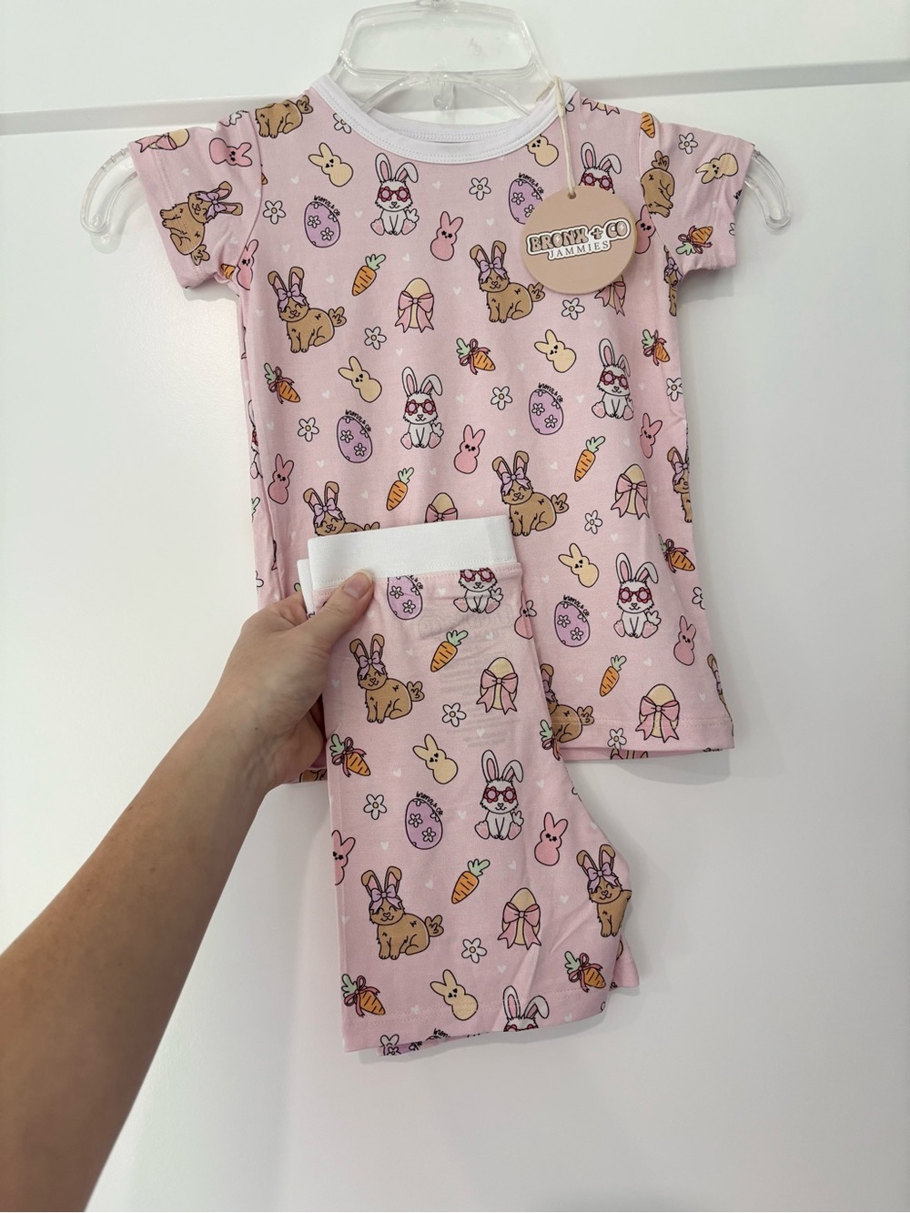 Bronx & Co. Pink Easter Bunnies & Bows Short Set 18/24m